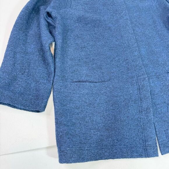 J. Jill Pure Jill Jacket Womens Large Blue Wool Blend Oversized Cardigan Sweater - Picture 2 of 10